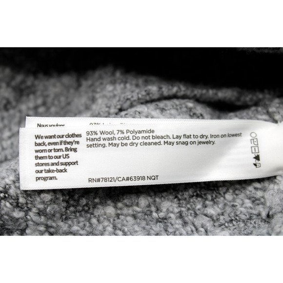 A6 Auth EILEEN FISHER Shrug Wool High Neck Knit Gray Sweater Pullover Size M - Picture 5 of 5